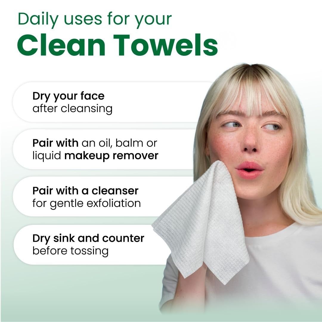 Clean towels - Hypoallergenic Alovera infused 100% biodegradable Cotton towels